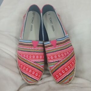TOMS Women's Vibrant Striped Espadrilles/ Size 10 Wide